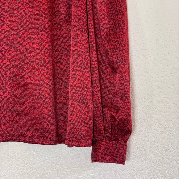 Vintage | Red satin long sleeve blouse size large - Picture 3 of 7